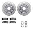 WGUH1-13013 Rear Brake Disc and Pad Kit, Silver zinc-plated, Cross-drilled and Slotted, 305 mm, OE Replacement, R1 eLINE Silver Rotors wtih Optimum OEp Pads Series