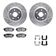 WGUH1-13038 Front Brake Disc and Pad Kit, Silver zinc-plated, Cross-drilled and Slotted, 330 mm, OE Replacement, R1 eLINE Silver Rotors wtih Optimum OEp Pads Series