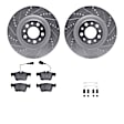 WGUH1-16007 Rear Brake Disc and Pad Kit, Silver zinc-plated, Cross-drilled and Slotted, 320 mm, OE Replacement, R1 eLINE Silver Rotors wtih Optimum OEp Pads Series