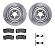 WGUH1-20114 Front Brake Disc and Pad Kit, Silver zinc-plated, Cross-drilled and Slotted, 399 mm, OE Replacement, R1 eLINE Silver Rotors wtih Optimum OEp Pads Series