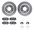 WGUH1-21021 Rear Brake Disc and Pad Kit, Cross-drilled and Slotted 305 mm OE Replacement R1 eLINE Silver Rotors wtih Optimum OEp Pads Series