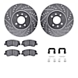 WGUH1-21024 Front Brake Disc and Pad Kit, Silver zinc-plated, Cross-drilled and Slotted, 279 mm, OE Replacement, R1 eLINE Silver Rotors wtih Optimum OEp Pads Series