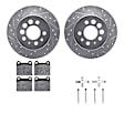 WGUH1-27009 Rear Brake Disc and Pad Kit, Silver zinc-plated, Cross-drilled and Slotted, 279 mm, OE Replacement, R1 eLINE Silver Rotors wtih Optimum OEp Pads Series