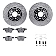 WGUH1-27052 Front Brake Disc and Pad Kit, Silver zinc-plated, Cross-drilled and Slotted, 330 mm, OE Replacement, R1 eLINE Silver Rotors wtih Optimum OEp Pads Series