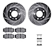 WGUH1-27082 Front Brake Disc and Pad Kit, Silver zinc-plated, Cross-drilled and Slotted, 279 mm, OE Replacement, R1 eLINE Silver Rotors wtih Optimum OEp Pads Series