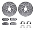 WGUH1-39017 Front Brake Disc and Pad Kit, Silver zinc-plated, Cross-drilled and Slotted, 305 mm, OE Replacement, R1 eLINE Silver Rotors wtih Optimum OEp Pads Series