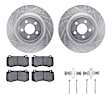WGUH1-39119 Front Brake Disc and Pad Kit, Silver zinc-plated, Cross-drilled and Slotted, 361 mm, OE Comparable Pad Material, R1 eLINE Silver Rotors wtih Optimum OEp Pads Series