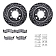 WGUH1-40010 Front Brake Disc and Pad Kit, Silver zinc-plated, Cross-drilled and Slotted, 305 mm, OE Replacement, R1 eLINE Silver Rotors wtih Optimum OEp Pads Series