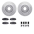 WGUH1-40047 Front Brake Disc and Pad Kit, Silver zinc-plated, Cross-drilled and Slotted, 406 mm, OE Replacement, R1 eLINE Silver Rotors wtih Optimum OEp Pads Series