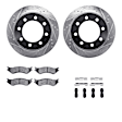 WGUH1-40070 Rear Brake Disc and Pad Kit, Silver zinc-plated, Cross-drilled and Slotted, 356 mm, OE Replacement, R1 eLINE Silver Rotors wtih Optimum OEp Pads Series