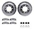 WGUH1-40486 Front Brake Disc and Pad Kit, Silver zinc-plated, Cross-drilled and Slotted, 361 mm, OE Replacement, R1 eLINE Silver Rotors wtih Optimum OEp Pads Series
