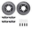 WGUH1-42012 Front Brake Disc and Pad Kit, Silver zinc-plated, Cross-drilled and Slotted, 305 mm, OE Replacement, R1 eLINE Silver Rotors wtih Optimum OEp Pads Series