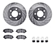 WGUH1-42021 Front Brake Disc and Pad Kit, Silver zinc-plated, Cross-drilled and Slotted, 305 mm, OE Replacement, R1 eLINE Silver Rotors wtih Optimum OEp Pads Series