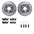 WGUH1-42028 Rear Brake Disc and Pad Kit, Cross-drilled and Slotted OE Replacement R1 eLINE Silver Rotors wtih Optimum OEp Pads Series