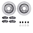 WGUH1-42033 Front Brake Disc and Pad Kit, Silver zinc-plated, Cross-drilled and Slotted, 333 mm, OE Replacement, R1 eLINE Silver Rotors wtih Optimum OEp Pads Series