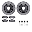 WGUH1-42033 Front Brake Disc and Pad Kit, Silver zinc-plated, Cross-drilled and Slotted, 333 mm, OE Replacement, R1 eLINE Silver Rotors wtih Optimum OEp Pads Series