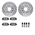 WGUH1-42046 Rear Brake Disc and Pad Kit, Silver zinc-plated, Cross-drilled and Slotted, 292 mm, OE Replacement, R1 eLINE Silver Rotors wtih Optimum OEp Pads Series