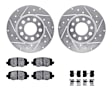 WGUH1-42046 Rear Brake Disc and Pad Kit, Silver zinc-plated, Cross-drilled and Slotted, 292 mm, OE Replacement, R1 eLINE Silver Rotors wtih Optimum OEp Pads Series