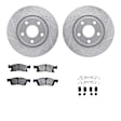 WGUH1-42050 Front Brake Disc and Pad Kit, Silver zinc-plated, Cross-drilled and Slotted, 343 mm, OE Replacement, R1 eLINE Silver Rotors wtih Optimum OEp Pads Series