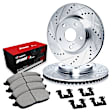 WGUH1-42061 Front Brake Disc and Pad Kit, Silver zinc-plated, Cross-drilled and Slotted, 330 mm, OE Replacement, R1 eLINE Silver Rotors wtih Optimum OEp Pads Series