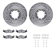 WGUH1-44004 Rear Brake Disc and Pad Kit, Silver zinc-plated, Cross-drilled and Slotted, 305 mm, OE Replacement, R1 eLINE Silver Rotors wtih Optimum OEp Pads Series
