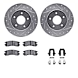 WGUH1-45000 Rear Brake Disc and Pad Kit, Silver zinc-plated, Cross-drilled and Slotted, 279 mm, OE Replacement, R1 eLINE Silver Rotors wtih Optimum OEp Pads Series