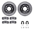 WGUH1-45002 Rear Brake Disc and Pad Kit, Silver zinc-plated, Cross-drilled and Slotted, 279 mm, OE Replacement, R1 eLINE Silver Rotors wtih Optimum OEp Pads Series