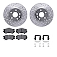 WGUH1-45011 Front Brake Disc and Pad Kit, Silver zinc-plated, Cross-drilled and Slotted, 345 mm, OE Replacement, R1 eLINE Silver Rotors wtih Optimum OEp Pads Series