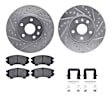 WGUH1-45011 Front Brake Disc and Pad Kit, Silver zinc-plated, Cross-drilled and Slotted, 345 mm, OE Replacement, R1 eLINE Silver Rotors wtih Optimum OEp Pads Series