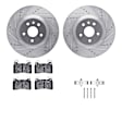 WGUH1-45015 Front Brake Disc and Pad Kit, Silver zinc-plated, Cross-drilled and Slotted, 356 mm, OE Replacement, R1 eLINE Silver Rotors wtih Optimum OEp Pads Series