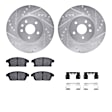 WGUH1-45027 Front Brake Disc and Pad Kit, Silver zinc-plated, Cross-drilled and Slotted, 305 mm, OE Replacement, R1 eLINE Silver Rotors wtih Optimum OEp Pads Series