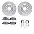 WGUH1-45033 Front Brake Disc and Pad Kit, Silver zinc-plated, Cross-drilled and Slotted, 300 mm, OE Replacement, R1 eLINE Silver Rotors wtih Optimum OEp Pads Series