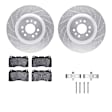 WGUH1-46008 Front Brake Disc and Pad Kit, Silver zinc-plated, Cross-drilled and Slotted, 381 mm, OE Replacement, R1 eLINE Silver Rotors wtih Optimum OEp Pads Series