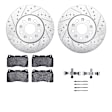 WGUH1-46045 Front Brake Disc and Pad Kit, Silver zinc-plated, Cross-drilled and Slotted, 330 mm, OE Replacement, R1 eLINE Silver Rotors wtih Optimum OEp Pads Series