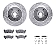 WGUH1-47005 Front Brake Disc and Pad Kit, Silver zinc-plated, Cross-drilled and Slotted, 279 mm, OE Replacement, R1 eLINE Silver Rotors wtih Optimum OEp Pads Series