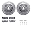 WGUH1-47008 Front Brake Disc and Pad Kit, Silver zinc-plated, Cross-drilled and Slotted, 315 mm, OE Replacement, R1 eLINE Silver Rotors wtih Optimum OEp Pads Series