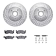 WGUH1-47009 Front Brake Disc and Pad Kit, Silver zinc-plated, Cross-drilled and Slotted, 312 mm, OE Replacement, R1 eLINE Silver Rotors wtih Optimum OEp Pads Series