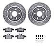 WGUH1-47019 Rear Brake Disc and Pad Kit, Silver zinc-plated, Cross-drilled and Slotted, 292 mm, OE Replacement, R1 eLINE Silver Rotors wtih Optimum OEp Pads Series