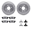 WGUH1-47030 Rear Brake Disc and Pad Kit, Silver zinc-plated, Cross-drilled and Slotted, 279 mm, OE Replacement, R1 eLINE Silver Rotors wtih Optimum OEp Pads Series