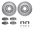 WGUH1-47037 Front Brake Disc and Pad Kit, Silver zinc-plated, Cross-drilled and Slotted, 323 mm, OE Replacement, R1 eLINE Silver Rotors wtih Optimum OEp Pads Series