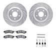WGUH1-47054 Front Brake Disc and Pad Kit, Silver zinc-plated, Cross-drilled and Slotted, 330 mm, OE Replacement, R1 eLINE Silver Rotors wtih Optimum OEp Pads Series