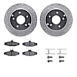WGUH1-47076 Rear Brake Disc and Pad Kit, Silver zinc-plated, Cross-drilled and Slotted, 305 mm, OE Replacement, R1 eLINE Silver Rotors wtih Optimum OEp Pads Series