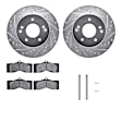 WGUH1-47116 Rear Brake Disc and Pad Kit, Silver zinc-plated, Cross-drilled and Slotted, 305 mm, OE Replacement, R1 eLINE Silver Rotors wtih Optimum OEp Pads Series