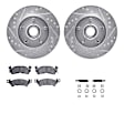 WGUH1-47119 Front Brake Disc and Pad Kit, Silver zinc-plated, Cross-drilled and Slotted, 292 mm, OE Replacement, R1 eLINE Silver Rotors wtih Optimum OEp Pads Series
