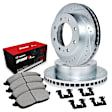 WGUH1-48041 Rear Brake Disc and Pad Kit, Silver zinc-plated, Cross-drilled and Slotted, 356 mm, OE Replacement, R1 eLINE Silver Rotors wtih Optimum OEp Pads Series