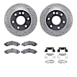 WGUH1-48044 Rear Brake Disc and Pad Kit, Silver zinc-plated, Cross-drilled and Slotted, 356 mm, OE Replacement, R1 eLINE Silver Rotors wtih Optimum OEp Pads Series