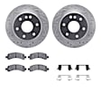 WGUH1-48054 Rear Brake Disc and Pad Kit, Silver zinc-plated, Cross-drilled and Slotted, 356 mm, OE Replacement, R1 eLINE Silver Rotors wtih Optimum OEp Pads Series