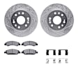 WGUH1-48065 Front Brake Disc and Pad Kit, Silver zinc-plated, Cross-drilled and Slotted, 345 mm, OE Replacement, R1 eLINE Silver Rotors wtih Optimum OEp Pads Series