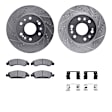 WGUH1-48065 Front Brake Disc and Pad Kit, Silver zinc-plated, Cross-drilled and Slotted, 345 mm, OE Replacement, R1 eLINE Silver Rotors wtih Optimum OEp Pads Series