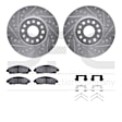 WGUH1-48073 Front Brake Disc and Pad Kit, Silver zinc-plated, Cross-drilled and Slotted, 320 mm, OE Replacement, R1 eLINE Silver Rotors wtih Optimum OEp Pads Series
